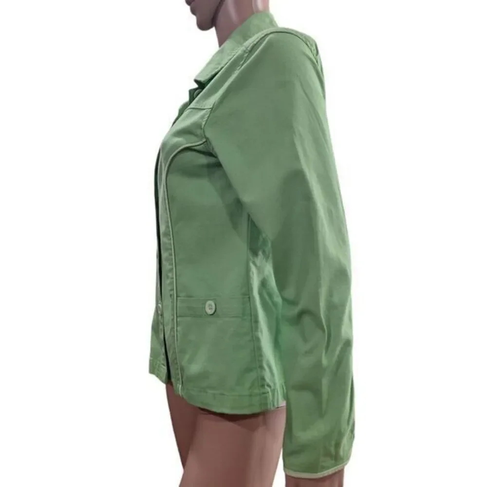 Pappagallo Jacket for Women, Green Color, Long Sleeves, Front Buttons and 2 Pock